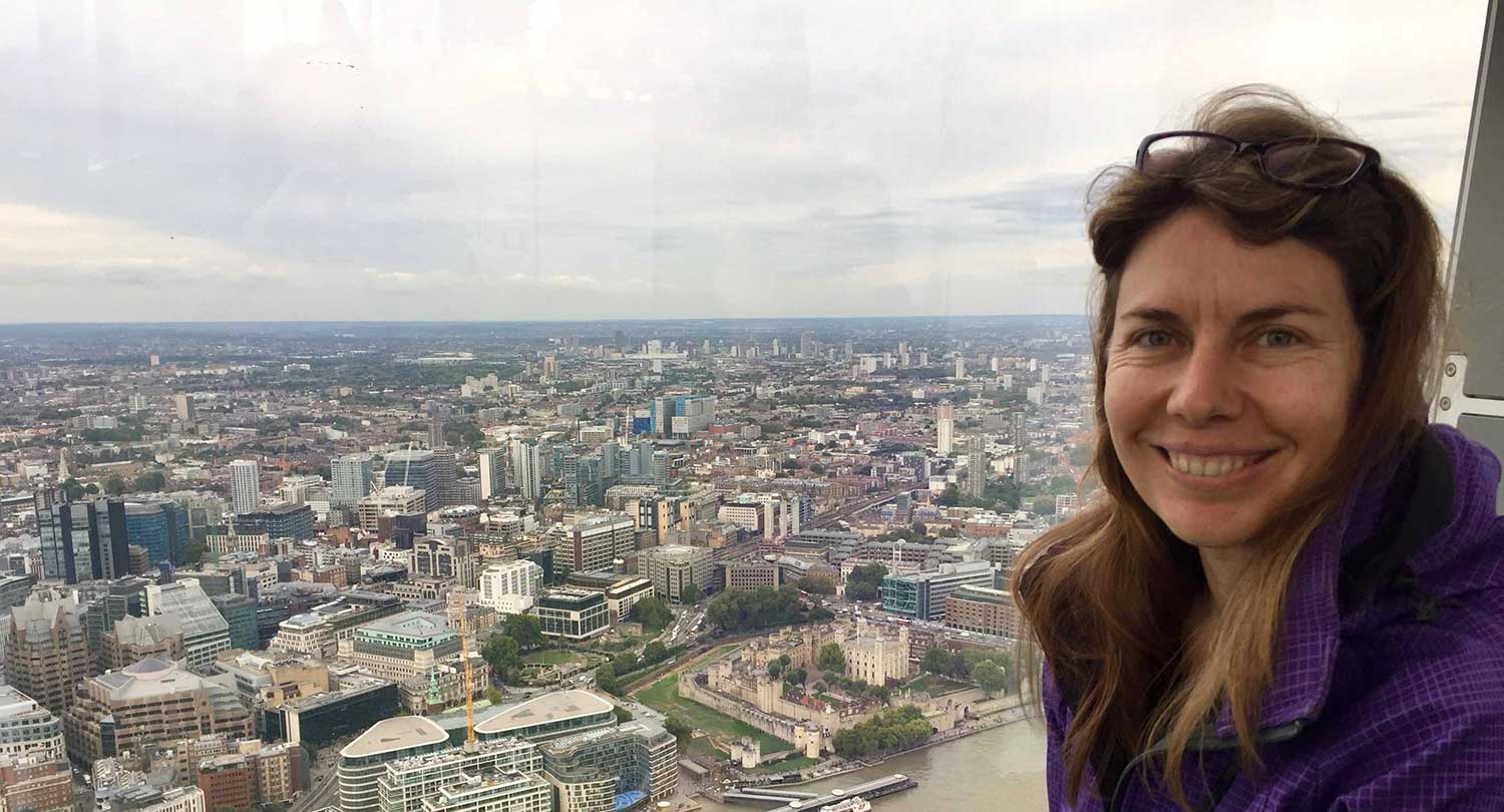 Monique at The Shard looking over London Rise Regardless